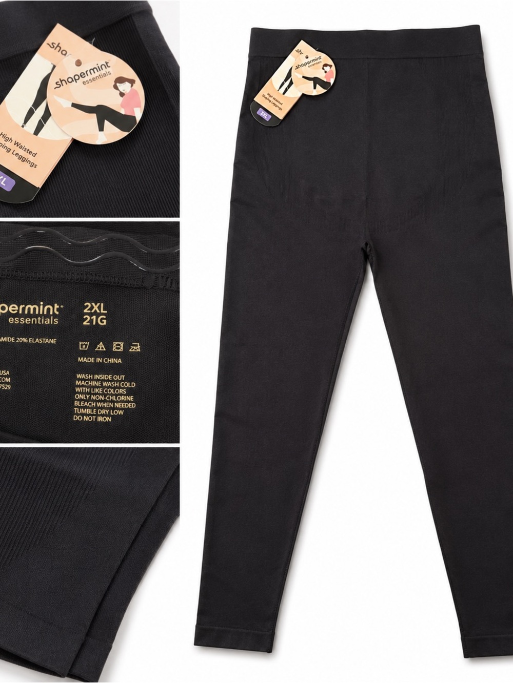 Shapermint Essentials High Waisted Shaping Leggings Black 2XL Plus Size NWT - Picture 7 of 7
